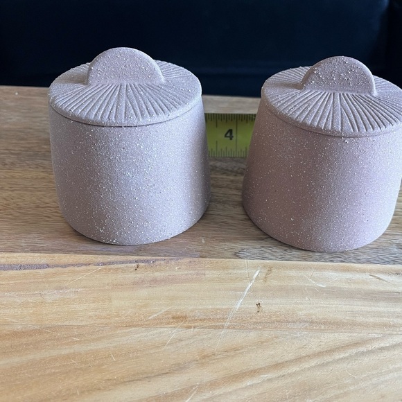 Citrine Canyon Collection Pottery Spice Jar Set of 2 w/ lids by Magenta - Picture 7 of 7